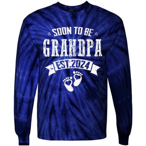 Soon To Be Grandpa Promoted To Grandpa 2024 Tie-Dye Long Sleeve Shirt