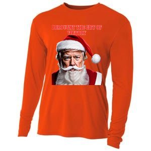 Santa Trump Brought Victory For Christmas Funny Cute Gift Cooling Performance Long Sleeve Crew