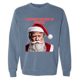 Santa Trump Brought Victory For Christmas Funny Cute Gift Garment-Dyed Sweatshirt