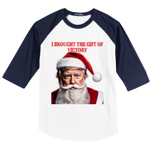 Santa Trump Brought Victory For Christmas Funny Cute Gift Baseball Sleeve Shirt