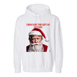 Santa Trump Brought Victory For Christmas Funny Cute Gift Garment-Dyed Fleece Hoodie