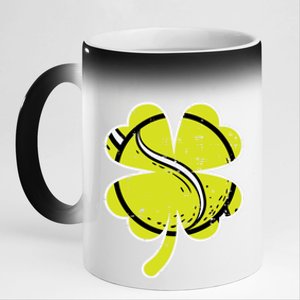 Shamrock Tennis Ball St Patricks Day Sports Meaningful Gift 11oz Black Color Changing Mug