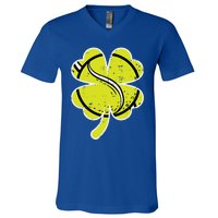 Shamrock Tennis Ball St Patricks Day Sports Meaningful Gift V-Neck T-Shirt