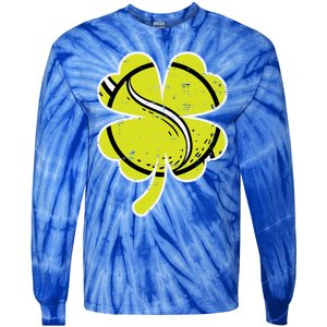 Shamrock Tennis Ball St Patricks Day Sports Meaningful Gift Tie-Dye Long Sleeve Shirt