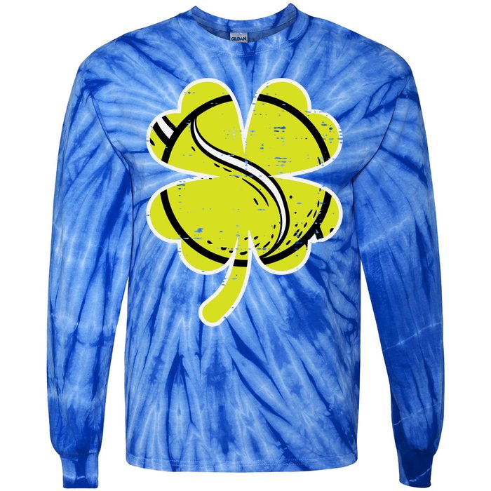 Shamrock Tennis Ball St Patricks Day Sports Meaningful Gift Tie-Dye Long Sleeve Shirt