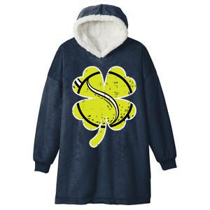 Shamrock Tennis Ball St Patricks Day Sports Meaningful Gift Hooded Wearable Blanket