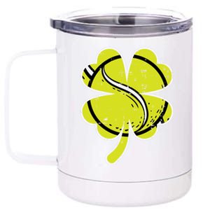 Shamrock Tennis Ball St Patricks Day Sports Meaningful Gift 12 oz Stainless Steel Tumbler Cup