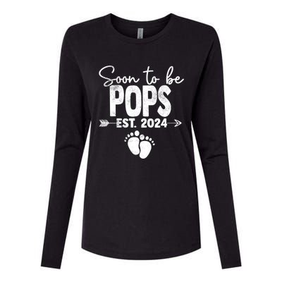 Soon To Be Pops Est 2024 Retro Promoted To Pops 2024 Gift Womens Cotton Relaxed Long Sleeve T-Shirt