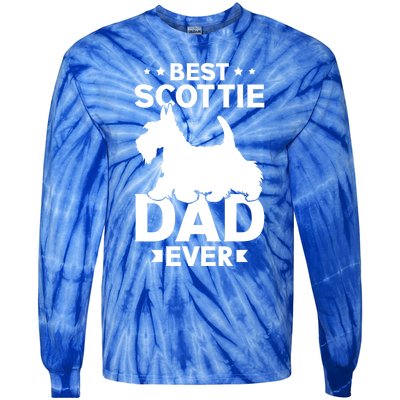 Scottish Terrier Best Scottie Dad Ever Dog Dad Gift Tie-Dye Long Sleeve Shirt