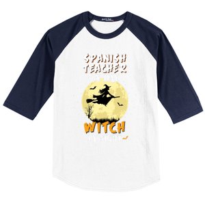 Spanish Teacher By Day Witch By Night Great Gift Funny Baseball Sleeve Shirt