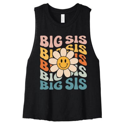 Soon To Be New Big Sister Retro Proud Big Sis Announcement Women's Racerback Cropped Tank