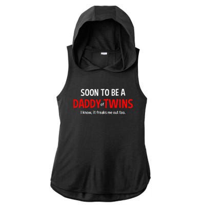 Soon To Be A Daddy Of Twins Expecting Father Ladies PosiCharge Tri-Blend Wicking Draft Hoodie Tank