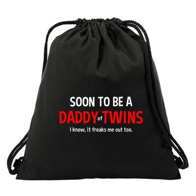 Soon To Be A Daddy Of Twins Expecting Father Drawstring Bag
