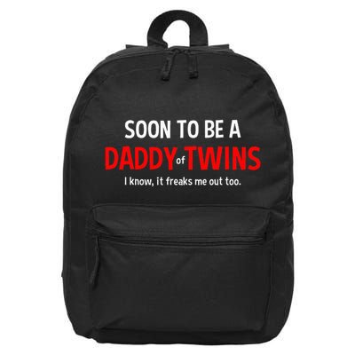 Soon To Be A Daddy Of Twins Expecting Father 16 in Basic Backpack