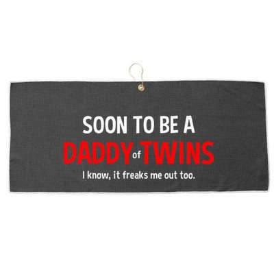 Soon To Be A Daddy Of Twins Expecting Father Large Microfiber Waffle Golf Towel