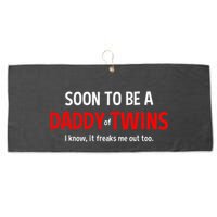 Soon To Be A Daddy Of Twins Expecting Father Large Microfiber Waffle Golf Towel