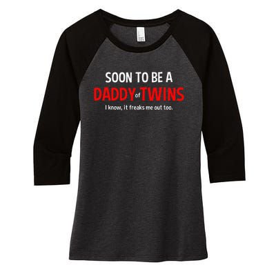 Soon To Be A Daddy Of Twins Expecting Father Women's Tri-Blend 3/4-Sleeve Raglan Shirt