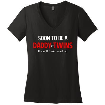 Soon To Be A Daddy Of Twins Expecting Father Women's V-Neck T-Shirt