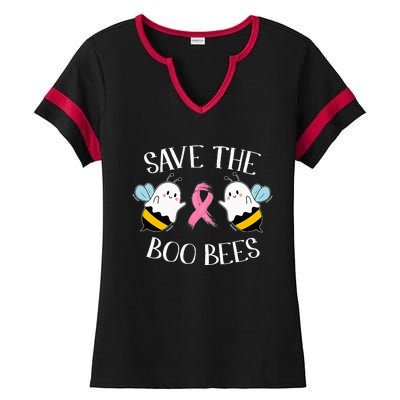 Save The BooBees Lazy Halloween Costume Breast Cancer Ladies Halftime Notch Neck Tee