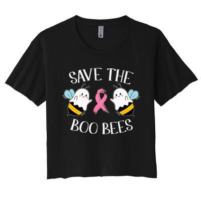 Save The BooBees Lazy Halloween Costume Breast Cancer Women's Crop Top Tee