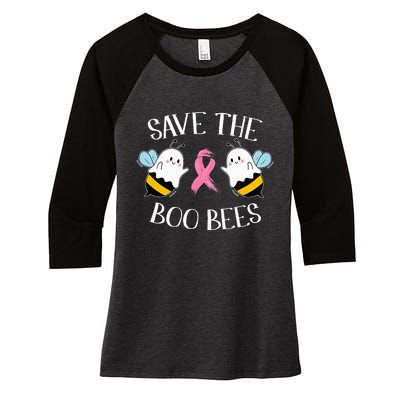 Save The BooBees Lazy Halloween Costume Breast Cancer Women's Tri-Blend 3/4-Sleeve Raglan Shirt