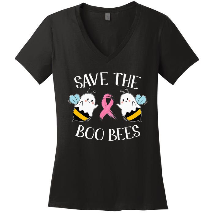 Save The BooBees Lazy Halloween Costume Breast Cancer Women's V-Neck T-Shirt