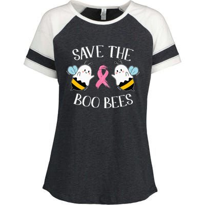 Save The BooBees Lazy Halloween Costume Breast Cancer Enza Ladies Jersey Colorblock Tee