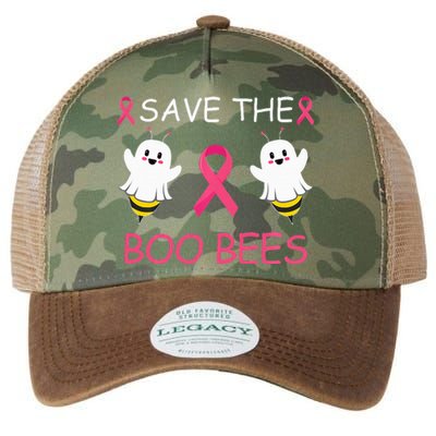 Save The Boo Bees Halloween Funny Breast Cancer Awareness Legacy Tie Dye Trucker Hat