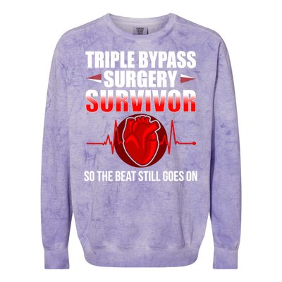 So The Beat Still Goes On Triple Bypass Surgery Colorblast Crewneck Sweatshirt