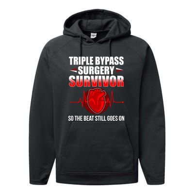 So The Beat Still Goes On Triple Bypass Surgery Performance Fleece Hoodie