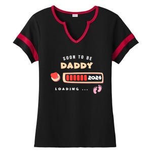 Soon To Be Daddy Pregnancy Announcement Est. 2024 Loading Ladies Halftime Notch Neck Tee