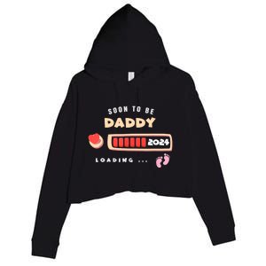 Soon To Be Daddy Pregnancy Announcement Est. 2024 Loading Crop Fleece Hoodie