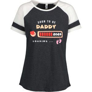 Soon To Be Daddy Pregnancy Announcement Est. 2024 Loading Enza Ladies Jersey Colorblock Tee