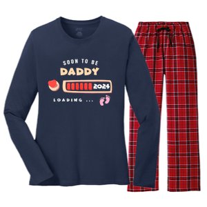 Soon To Be Daddy Pregnancy Announcement Est. 2024 Loading Women's Long Sleeve Flannel Pajama Set 