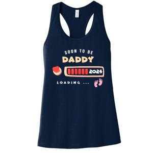 Soon To Be Daddy Pregnancy Announcement Est. 2024 Loading Women's Racerback Tank