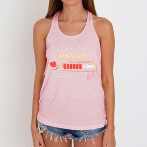 Soon To Be Daddy Pregnancy Announcement Est. 2024 Loading Women's Knotted Racerback Tank