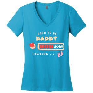 Soon To Be Daddy Pregnancy Announcement Est. 2024 Loading Women's V-Neck T-Shirt