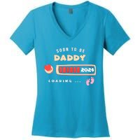 Soon To Be Daddy Pregnancy Announcement Est. 2024 Loading Women's V-Neck T-Shirt