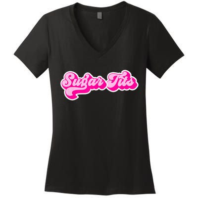 Sugar Tits Bubblegum Pink Women's V-Neck T-Shirt