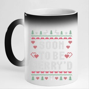 Soon To Be MerryD Engaged Couples Matching Ugly Christmas Gift 11oz Black Color Changing Mug