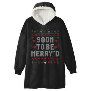 Soon To Be MerryD Engaged Couples Matching Ugly Christmas Gift Hooded Wearable Blanket