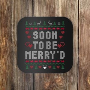 Soon To Be MerryD Engaged Couples Matching Ugly Christmas Gift Coaster