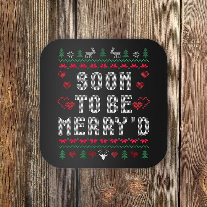 Soon To Be MerryD Engaged Couples Matching Ugly Christmas Gift Coaster