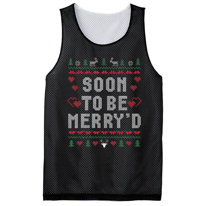 Soon To Be MerryD Engaged Couples Matching Ugly Christmas Gift Mesh Reversible Basketball Jersey Tank