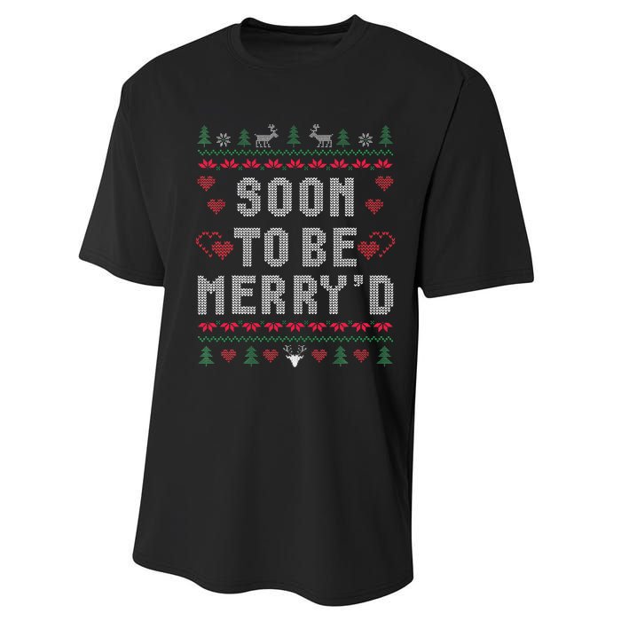 Soon To Be MerryD Engaged Couples Matching Ugly Christmas Gift Performance Sprint T-Shirt