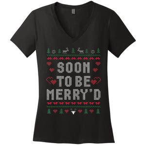 Soon To Be MerryD Engaged Couples Matching Ugly Christmas Gift Women's V-Neck T-Shirt