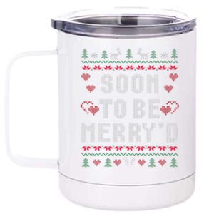 Soon To Be MerryD Engaged Couples Matching Ugly Christmas Gift 12 oz Stainless Steel Tumbler Cup