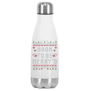 Soon To Be MerryD Engaged Couples Matching Ugly Christmas Gift Stainless Steel Insulated Water Bottle