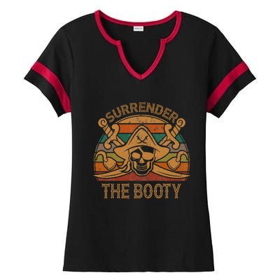 Surrender The Booty Pirate Gift Jolly Roger Flag Halloween Ladies Halftime Notch Neck Tee