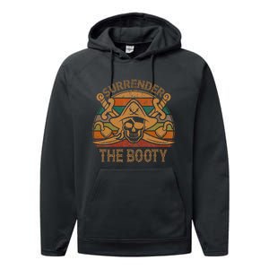 Surrender The Booty Pirate Gift Jolly Roger Flag Halloween Performance Fleece Hoodie